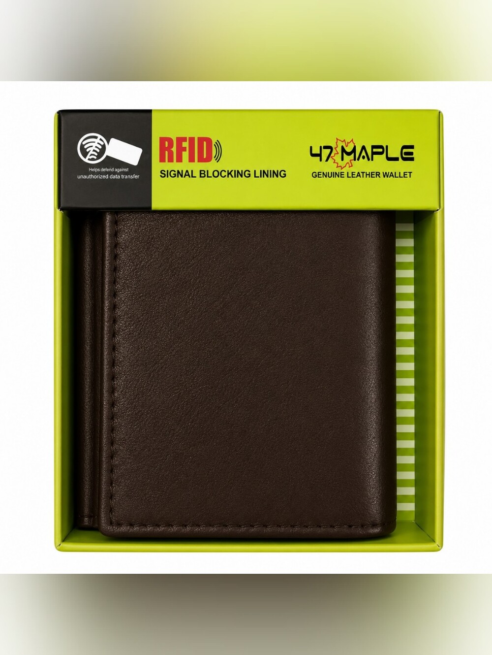 Mens Genuine Leather Trifold L-Fold Brown Rfid Security Wallet - Picture 4 of 5